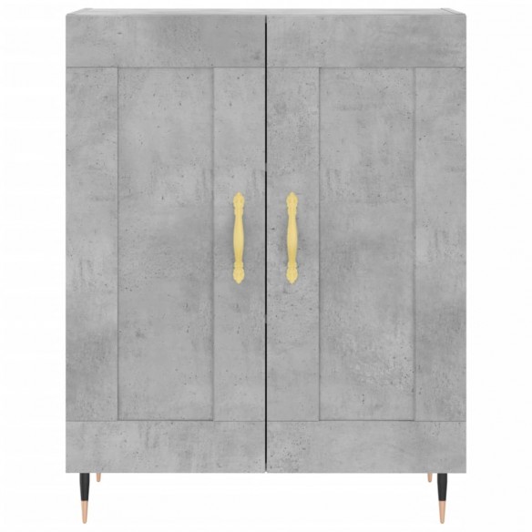 Buffet haut Gris béton 69,5x34x180 cm Bois d'ingénierie