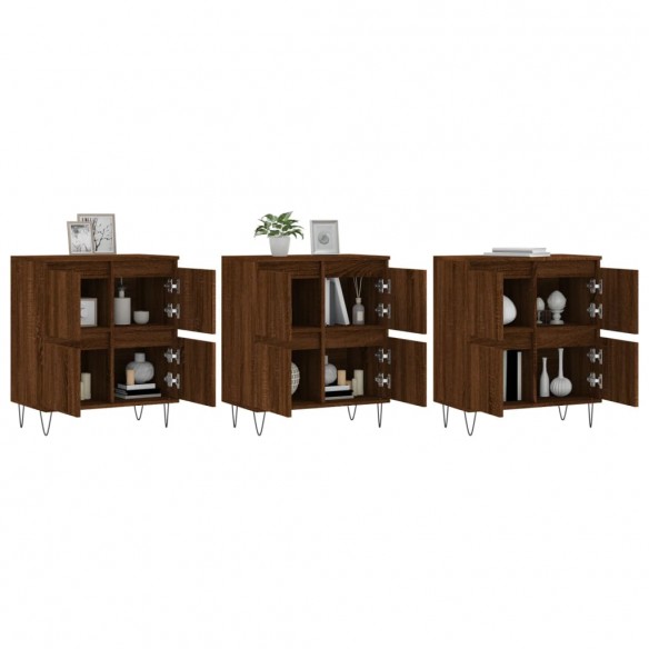 Buffets 3 pcs Chêne marron Bois d'ingénierie