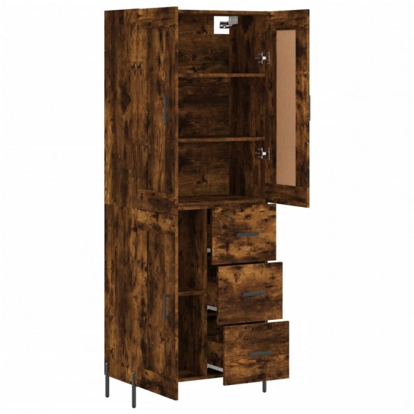 Buffet haut Chêne fumé 69,5x34x180 cm Bois d'ingénierie