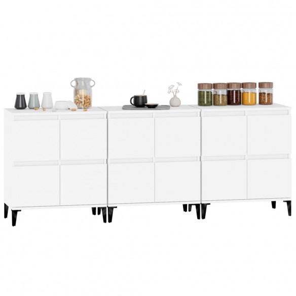 Buffets 3 pcs blanc 60x35x70 cm bois d'ingénierie