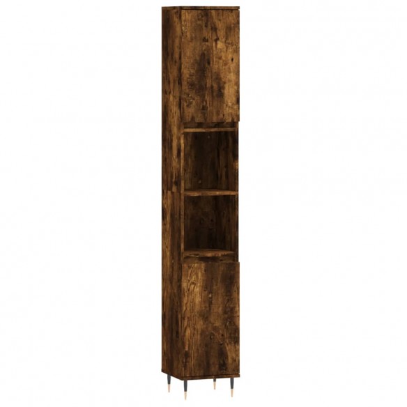 Armoire de bain chêne fumé 30x30x190 cm bois d'ingénierie