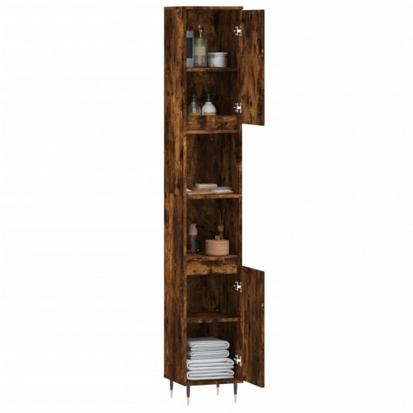 Armoire de bain chêne fumé 30x30x190 cm bois d'ingénierie