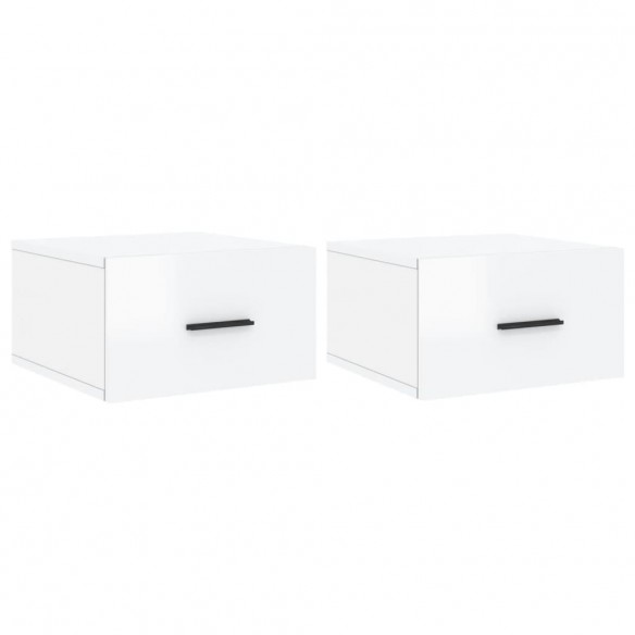 Tables de chevet murales 2 pcs blanc brillant 35x35x20 cm