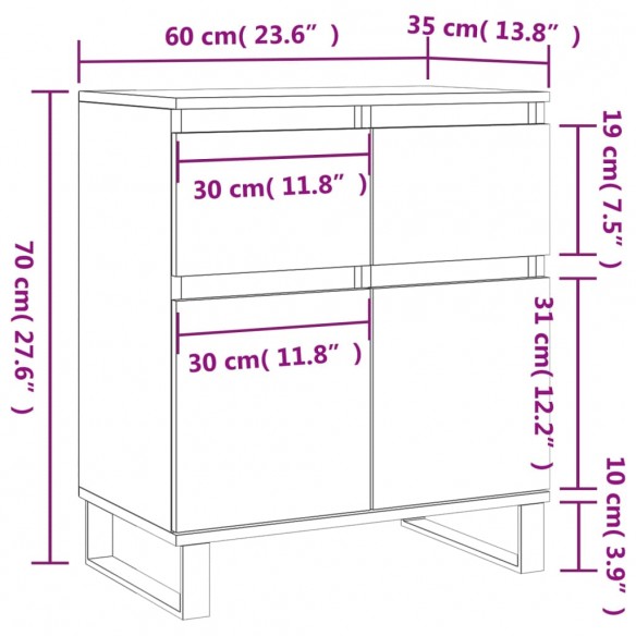 Buffet Chêne fumé 60x35x70 cm Bois d'ingénierie