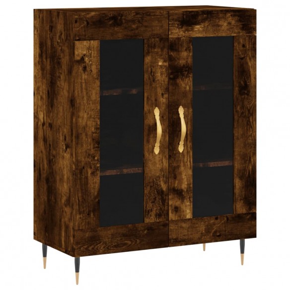 Buffet haut Chêne fumé 69,5x34x180 cm Bois d'ingénierie