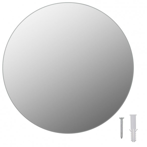 Miroir mural sans cadre avec lampes LED Rond Verre