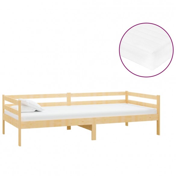 Lit de repos avec matelas 90x200 cm Bois de pin massif