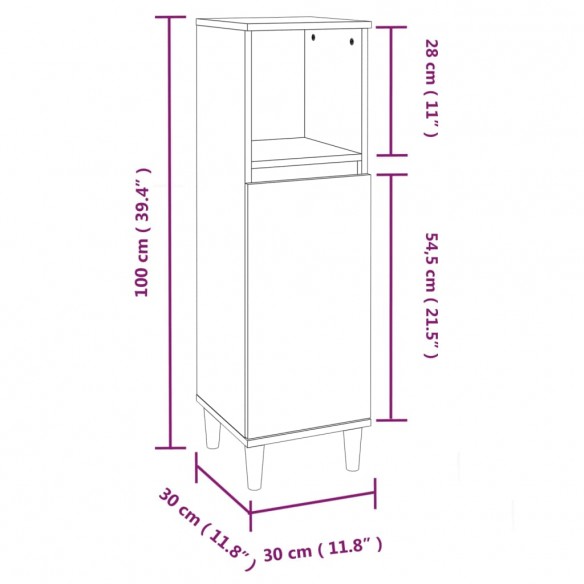 Armoire de salle de bain blanc 30x30x100 cm bois d'ingénierie