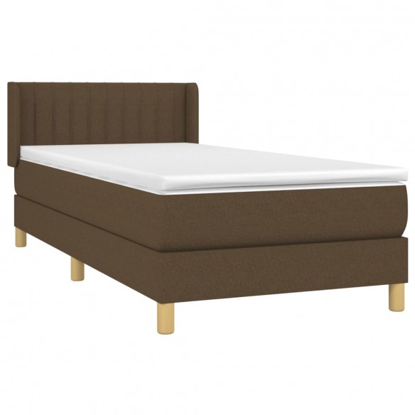 Cadre de lit avec matelas Marron foncé 90x200 cm