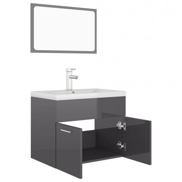 Ensemble de meubles de salle de bain Gris brillant Aggloméré