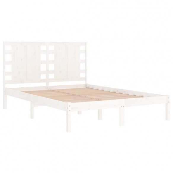 Cadre de lit Blanc Bois de pin massif 140x190 cm