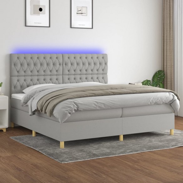 Cadre de lit matelas et LED Gris clair 200x200 cm