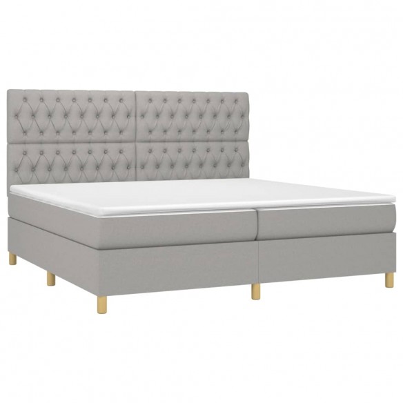 Cadre de lit matelas et LED Gris clair 200x200 cm