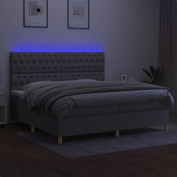 Cadre de lit matelas et LED Gris clair 200x200 cm