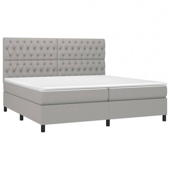 Cadre de lit avec matelas Gris clair 200x200cm Tissu