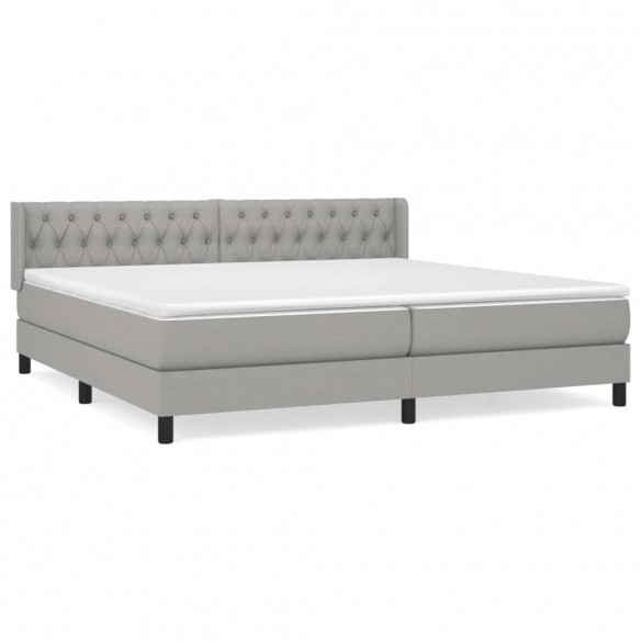 Cadre de lit avec matelas Gris clair 200x200cm Tissu