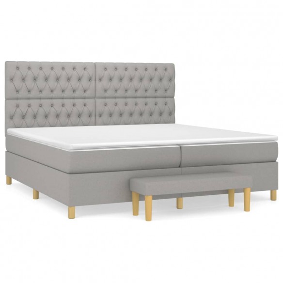 Cadre de lit avec matelas Gris clair 200x200cm Tissu