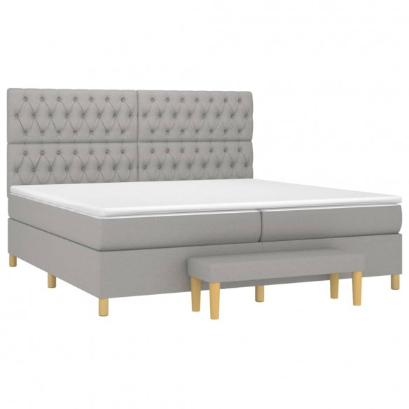 Cadre de lit avec matelas Gris clair 200x200cm Tissu