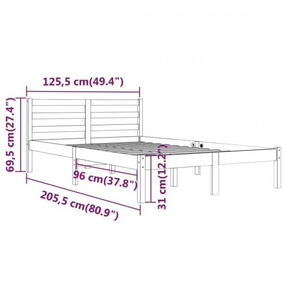 Cadre de lit Bois massif de pin 120x200 cm Blanc