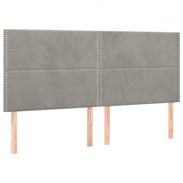 Têtes de lit 4 pcs Gris clair 100x5x78/88 cm Velours