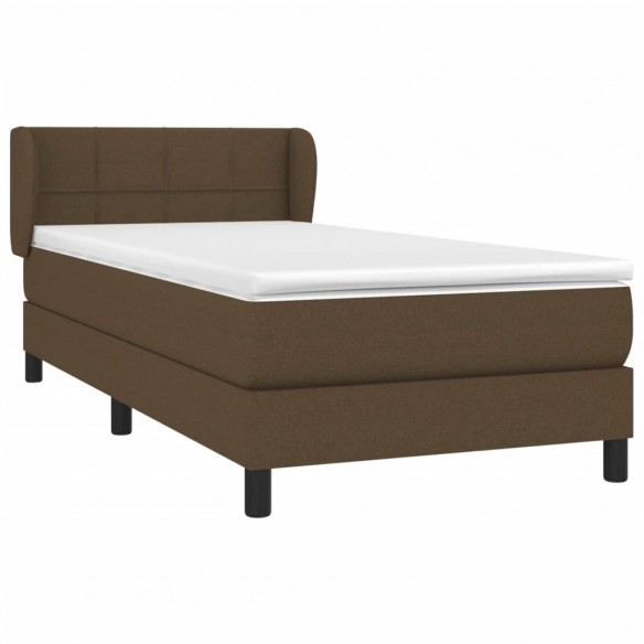 Cadre de lit avec matelas Marron foncé 100x200 cm