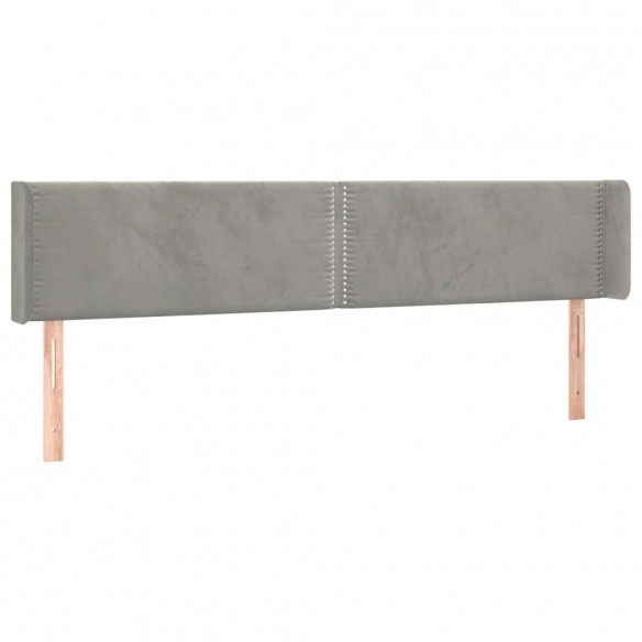 Tête de lit avec oreilles Gris clair 203x16x78/88 cm Velours