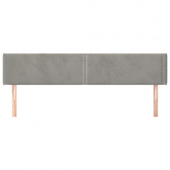 Tête de lit avec oreilles Gris clair 203x16x78/88 cm Velours