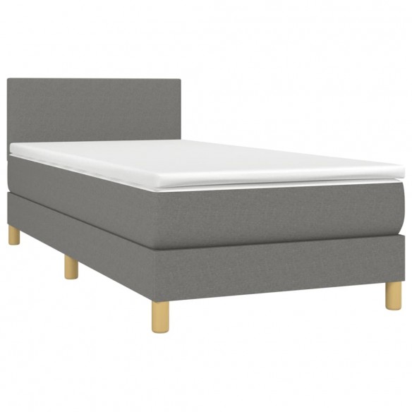 Cadre de lit avec matelas Gris foncé 80x200 cm Tissu