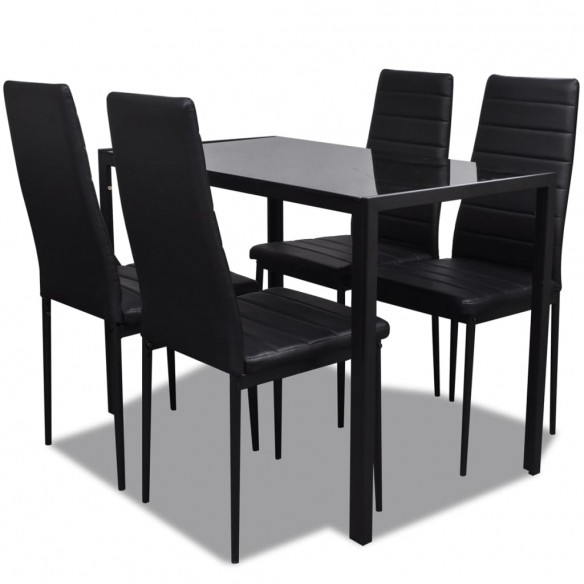 Ensemble de table pour salle à manger cinq pièces noir