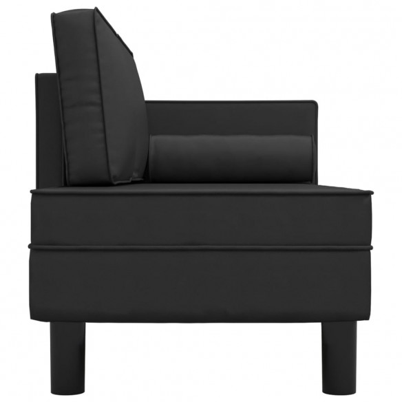 Chaise longue avec coussins et traversin noir similicuir