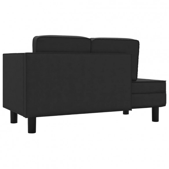 Chaise longue avec coussins et traversin noir similicuir