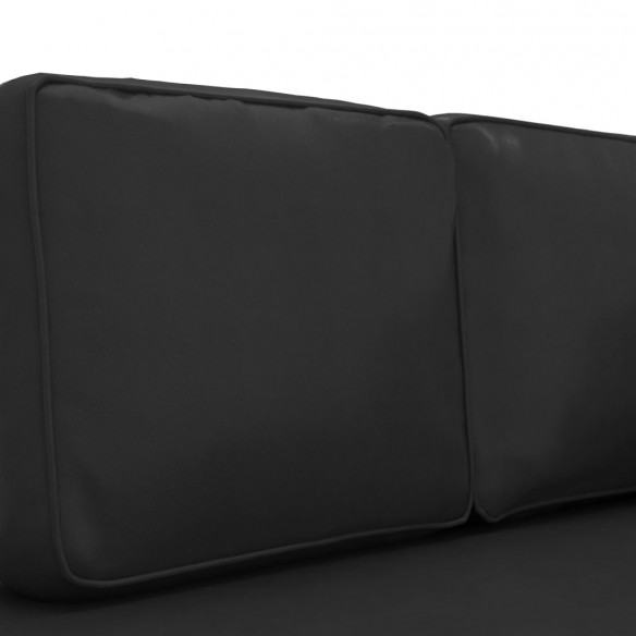 Chaise longue avec coussins et traversin noir similicuir