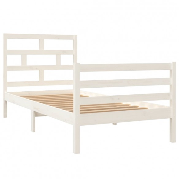 Cadre de lit Blanc Bois de pin massif 90x200 cm