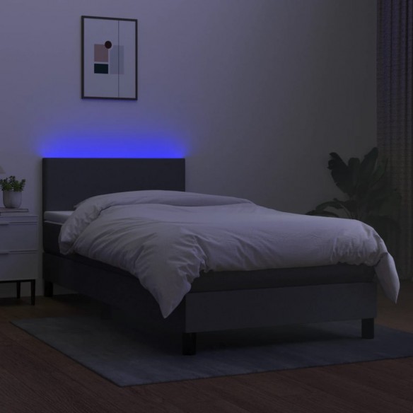 Cadre de lit avec matelas et LED Gris foncé 80x200cm