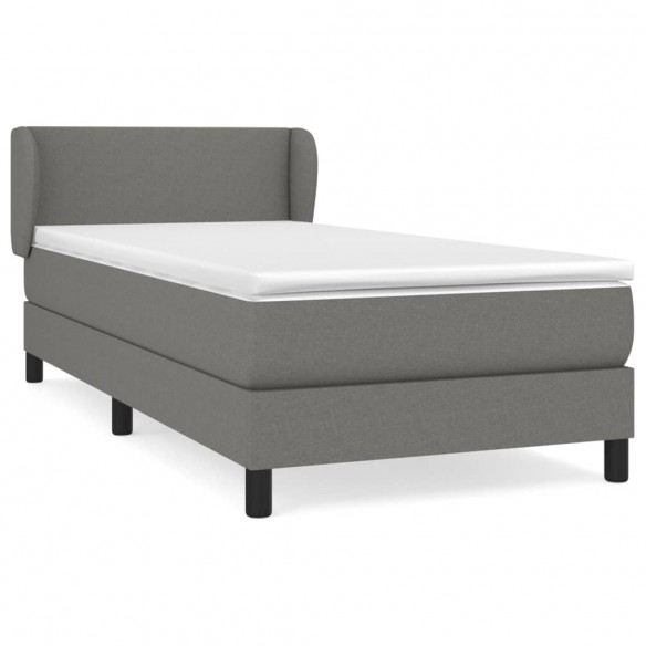 Cadre de lit avec matelas Gris foncé 80x200 cm Tissu