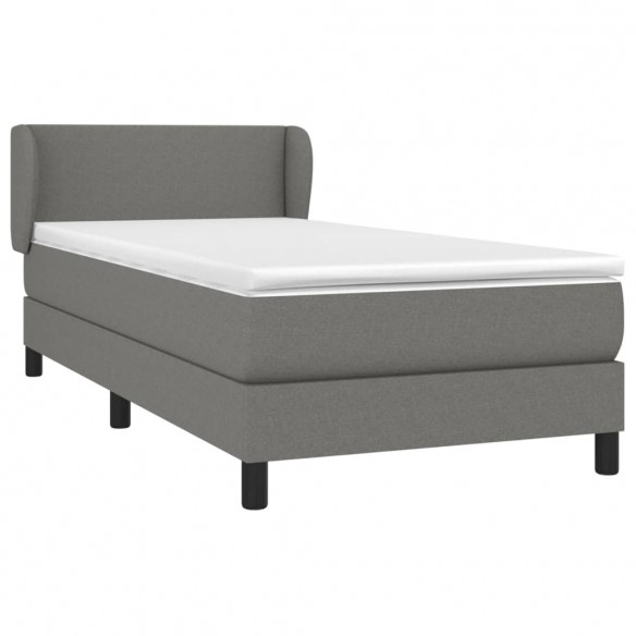 Cadre de lit avec matelas Gris foncé 80x200 cm Tissu