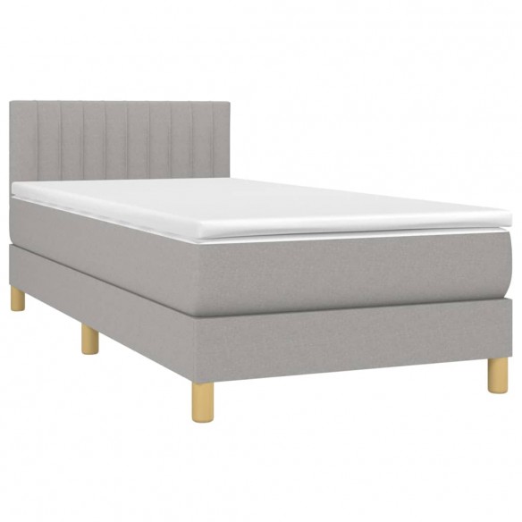 Cadre de lit et matelas Gris clair 90x190 cm Tissu