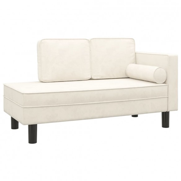 Chaise longue avec coussins et traversin crème velours