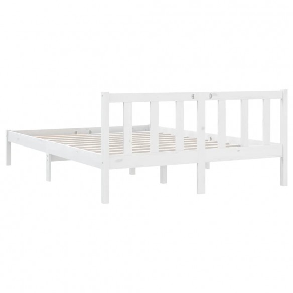 Cadre de lit Blanc Bois de pin massif 160x200 cm