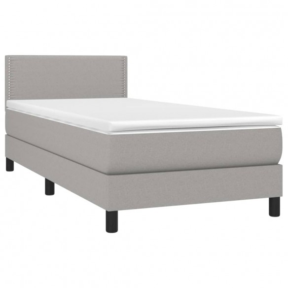 Cadre de lit avec matelas et LED Gris clair 90x200cm