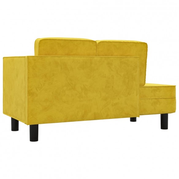 Chaise longue avec coussins et traversin jaune velours