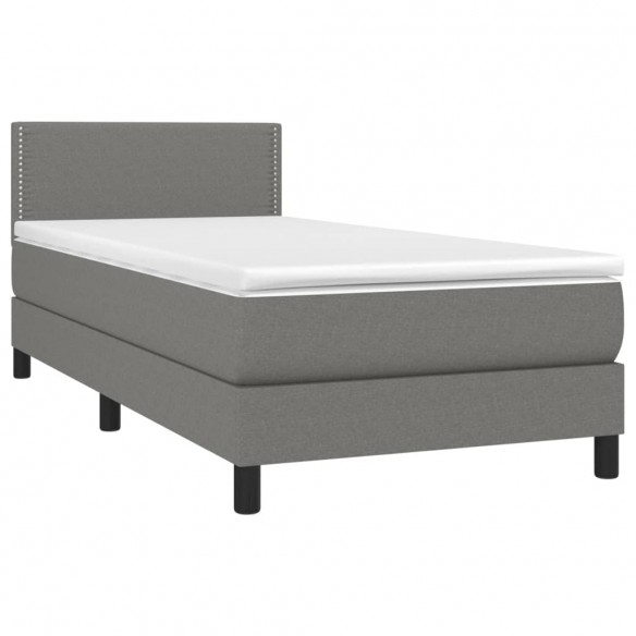 Cadre de lit avec matelas et LED Gris foncé 80x200cm