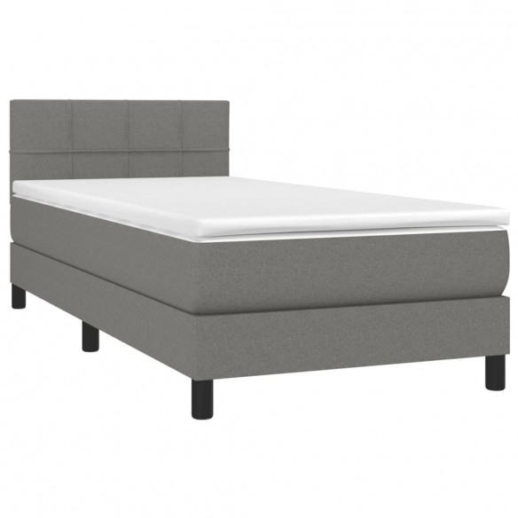 Cadre de lit avec matelas Gris foncé 80x200 cm Tissu