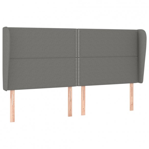 Tête de lit avec oreilles Gris foncé 163x23x118/128 cm Tissu