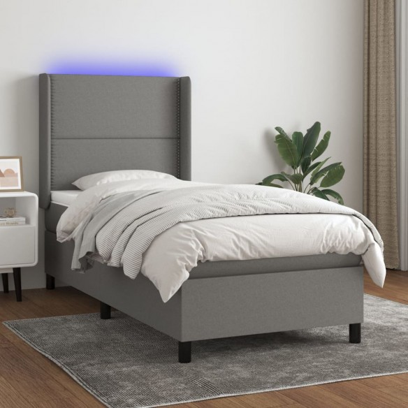 Cadre de lit matelas LED Gris foncé 80x200cm Tissu