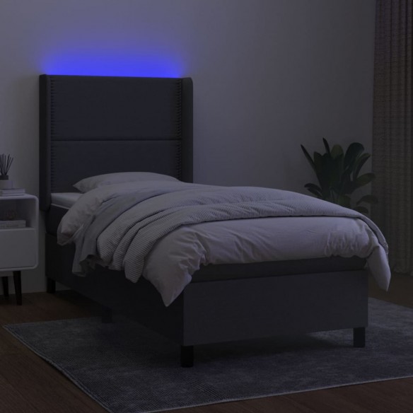 Cadre de lit matelas LED Gris foncé 80x200cm Tissu