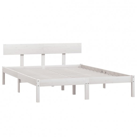 Cadre de lit Blanc Bois de pin massif 160x200 cm