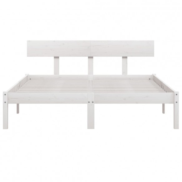 Cadre de lit Blanc Bois de pin massif 160x200 cm