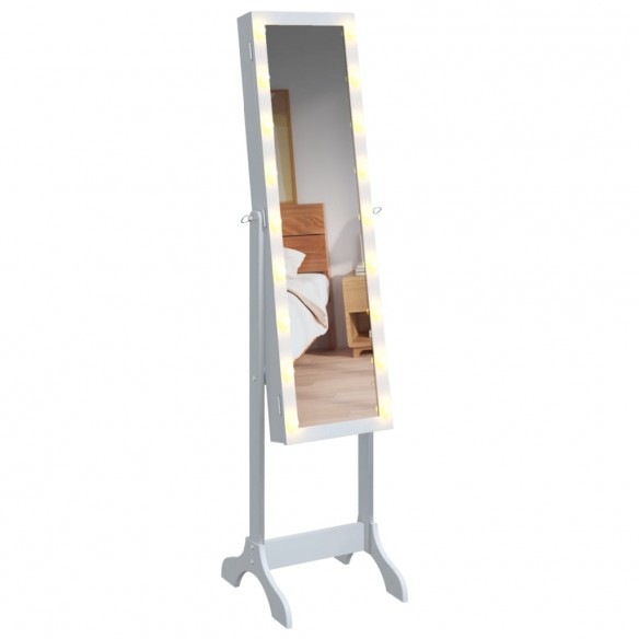 Miroir sur pied blanc avec LED blanc 34x37x146 cm