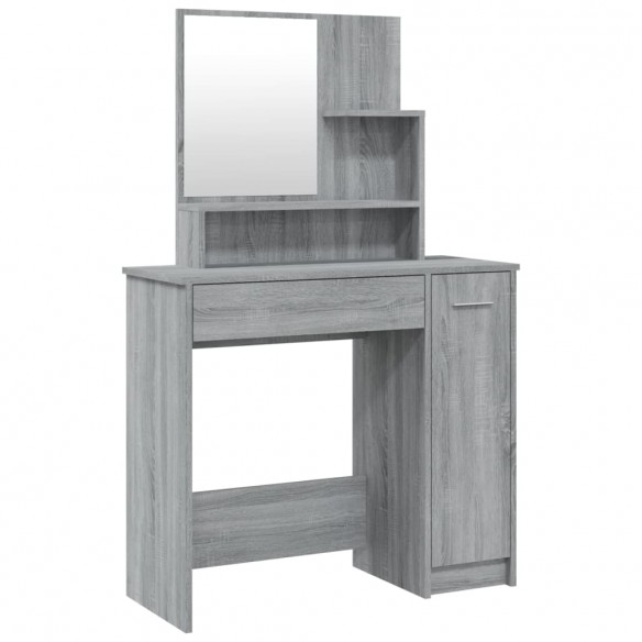 Coiffeuse avec miroir Sonoma gris 86,5x35x136 cm